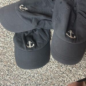 Crewcut kids J. Crew Black White Cotton Nautical Anchor Summer Beach Hat used S